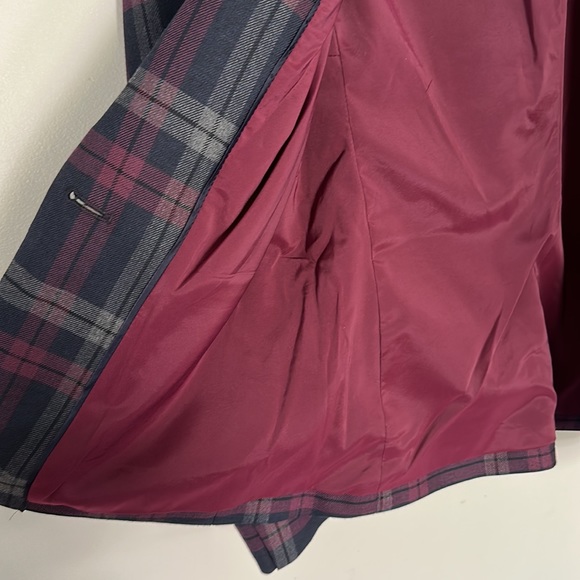 Express Notch Collar One Button Blazer - Navy Plaid - 0 - Picture 13 of 14